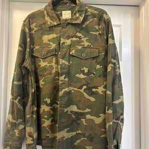 American Eagle Outfitters Green and Brown Lightweight Shirt Jacket